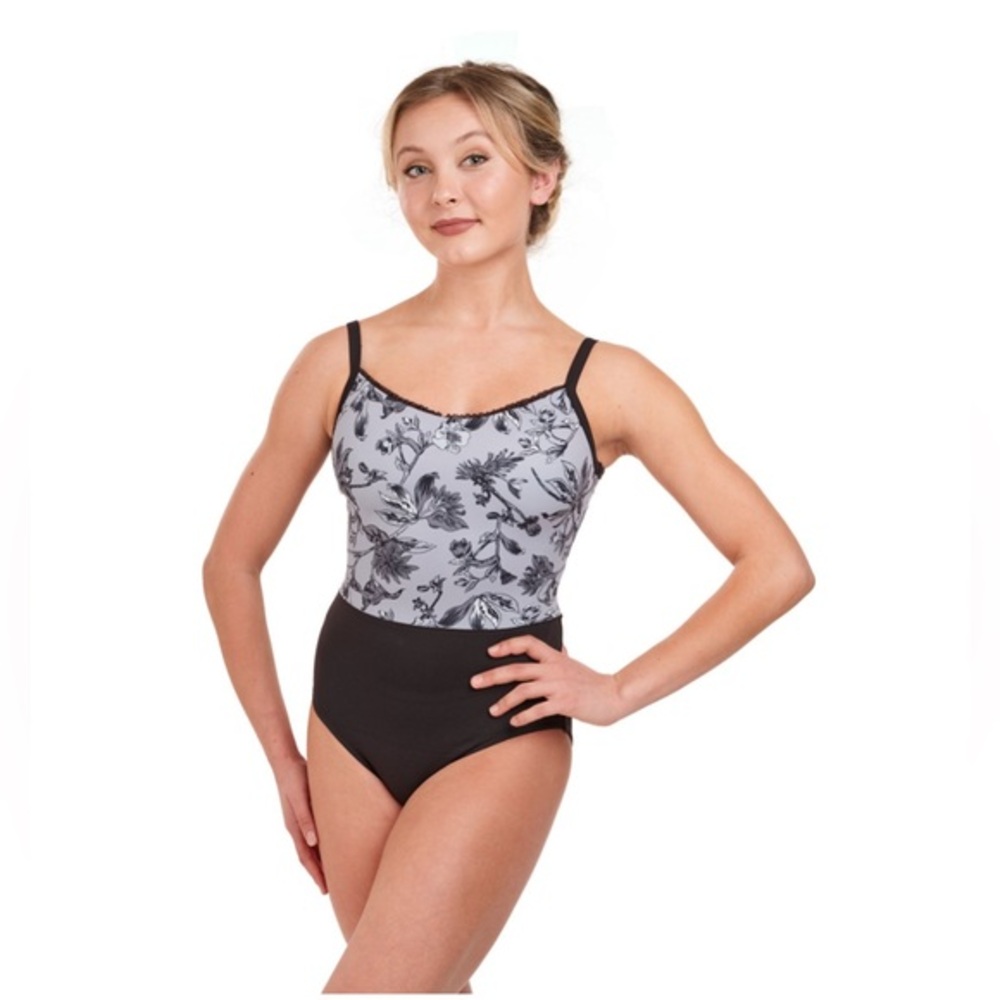 Adult Mirella Camisole leotard Printed round Neck Leotard Floral Print Bodysuit